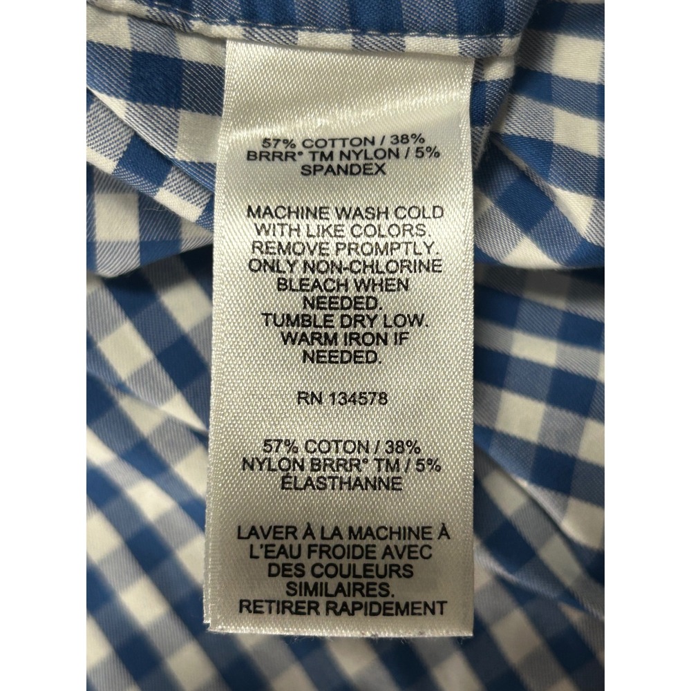 Vineyard Vines Mens XL Performance Blue Gingham Check Shirt brrr Cooling - CJ - Picture 6 of 9